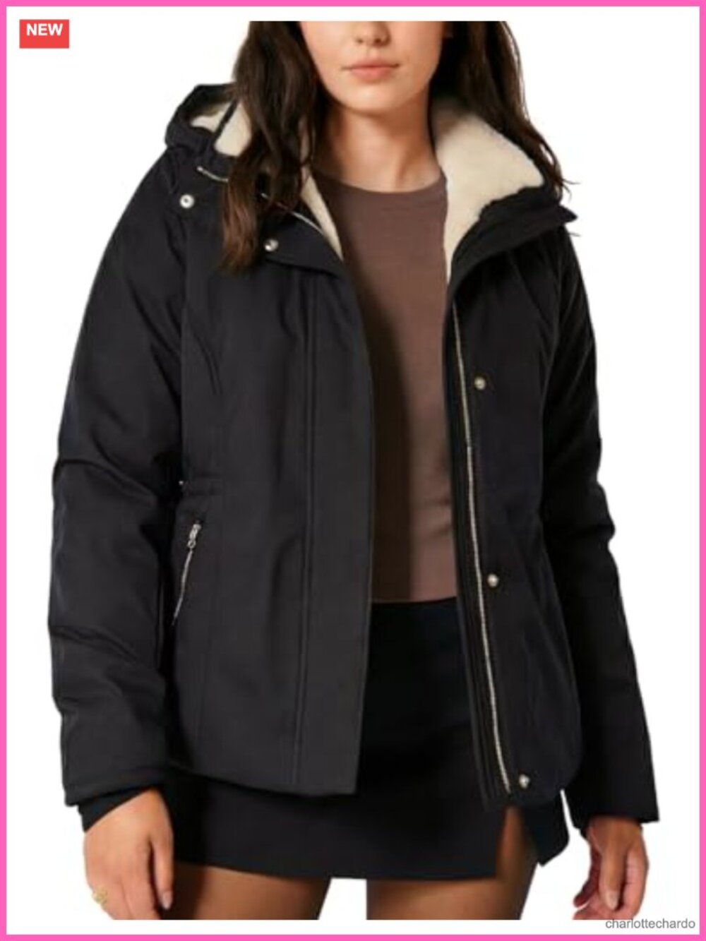 Women's Cropped Puffer Jacket Faux Fur Lined Quilted Parka Coat